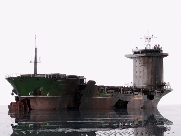Burned and destroyed ship