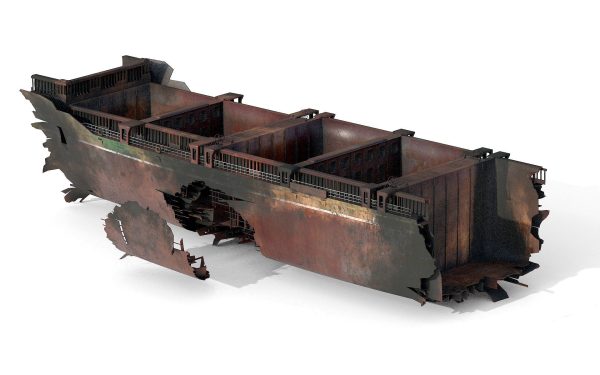 Burned and destroyed ship