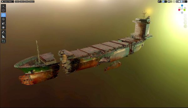 Burned and destroyed ship