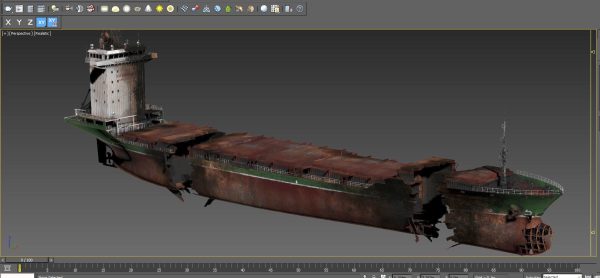 Burned and destroyed ship