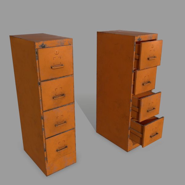 Cabinet orange metal box