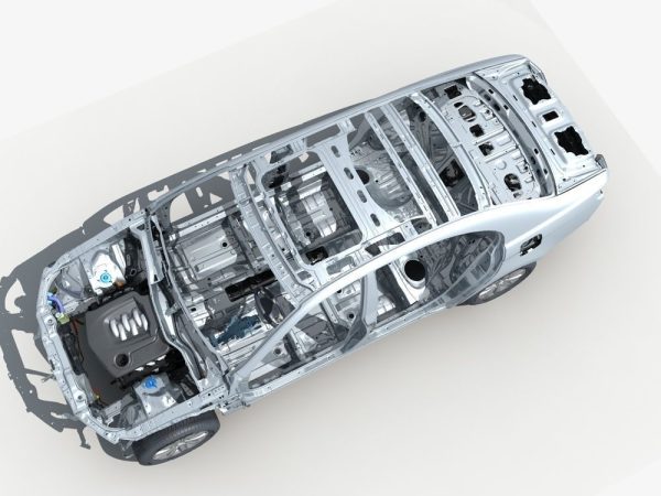 Car Frame with Chassis Engine 01
