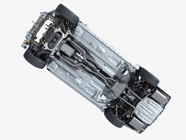 Car Frame with Chassis Engine 01
