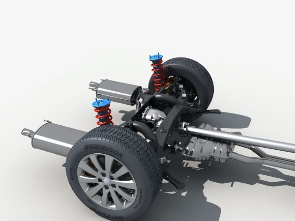 Car Frame with Chassis Engine 01