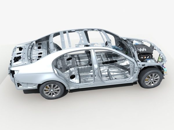 Car Frame with Chassis Engine 01