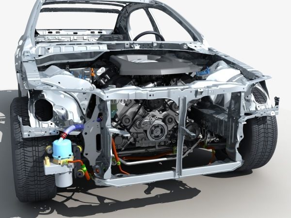 Car Frame with Chassis Engine 01