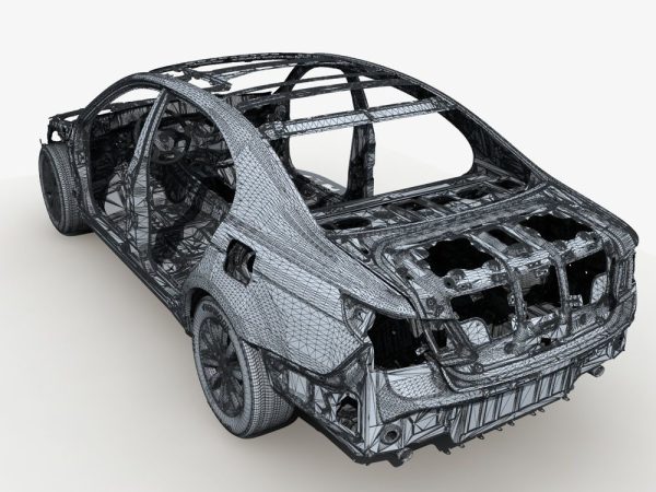 Car Frame with Chassis Engine 01