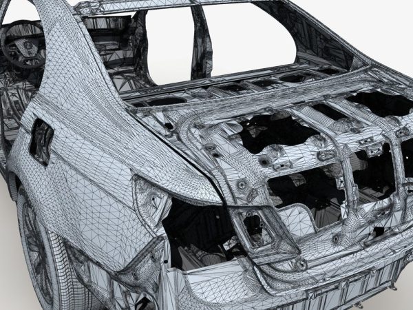 Car Frame with Chassis Engine 01
