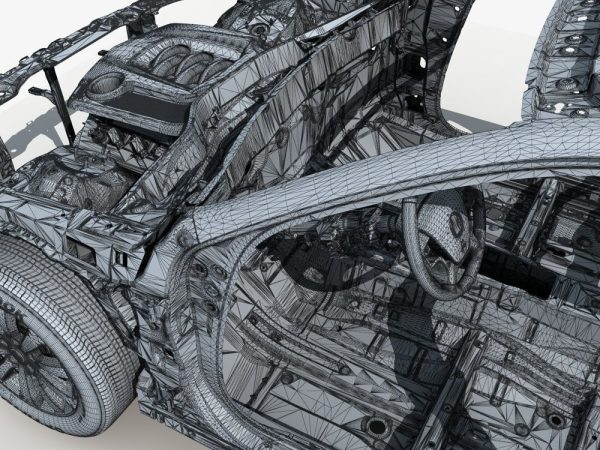 Car Frame with Chassis Engine 01
