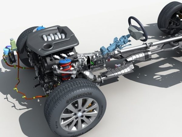 Car Frame with Chassis Engine 01