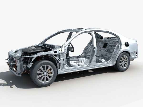 Car Frame with Chassis Engine 01