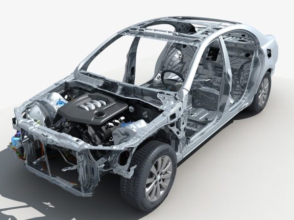 Car Frame with Chassis Engine 01