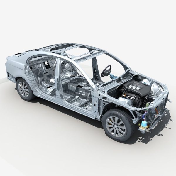 Car Frame with Chassis Engine 01