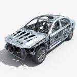 Car Frame with Chassis Engine 02