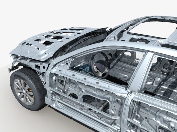 Car Frame with Chassis Engine 02