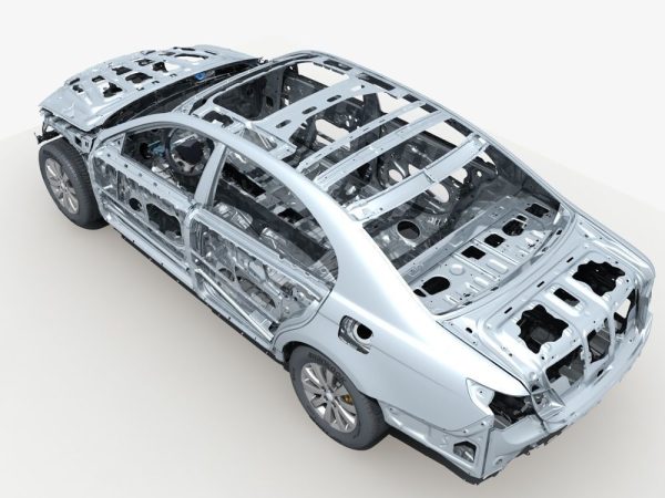 Car Frame with Chassis Engine 02