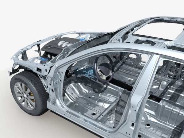 Car Frame with Chassis Engine 02