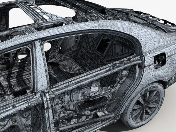 Car Frame with Chassis Engine 02
