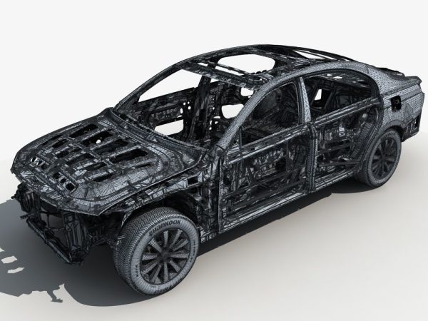 Car Frame with Chassis Engine 02