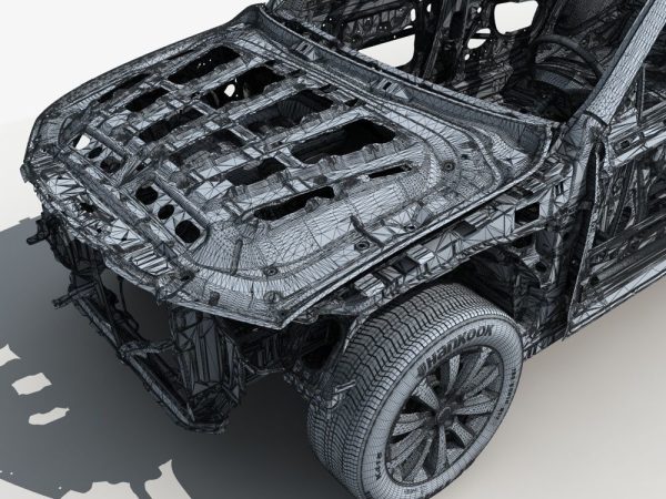 Car Frame with Chassis Engine 02