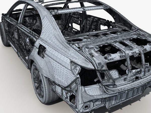 Car Frame with Chassis Engine 02