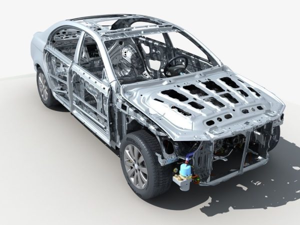 Car Frame with Chassis Engine 02