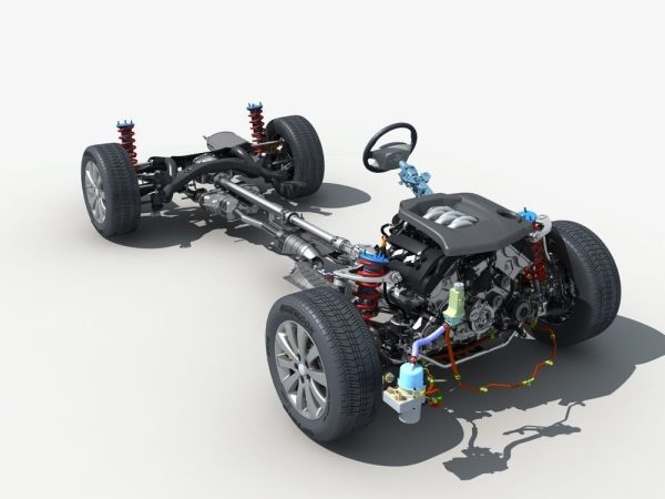 Car Frame with Chassis Engine 02