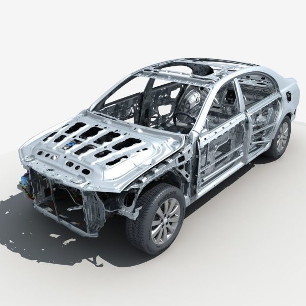 Car Frame with Chassis Engine 02
