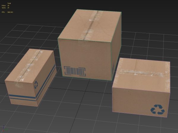 Cardboard Boxes Low Poly
