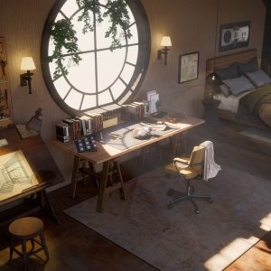 carpenter-cabin-of-architect-3d-model-low-poly-obj-fbx-stl-dae-skp