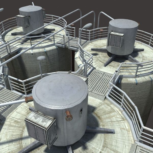 Chemical Silos Low Poly 3d Moldel