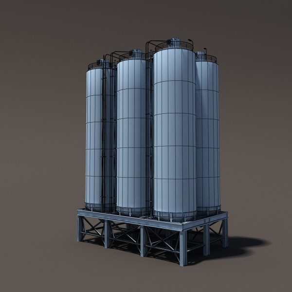 Chemical Silos Low Poly 3d Moldel