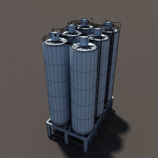 Chemical Silos Low Poly 3d Moldel