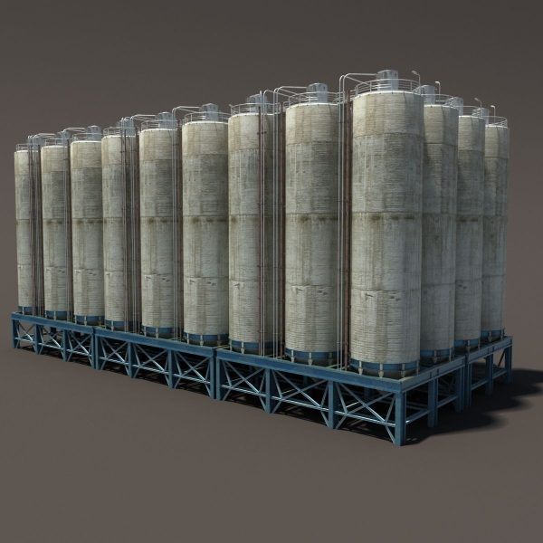 Chemical Silos Low Poly 3d Moldel