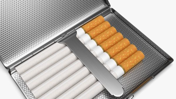 Cigarette metal case box 02 open