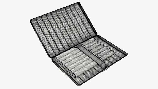 Cigarette metal case box 02 open