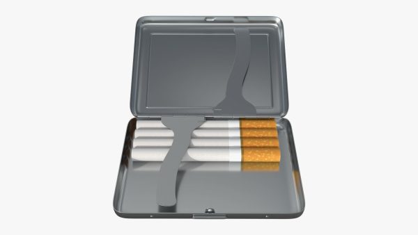 Cigarette metal case box 03 open