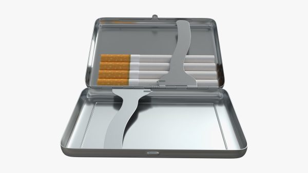 Cigarette metal case box 03 open