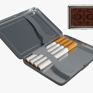 Cigarette metal case box 03 open