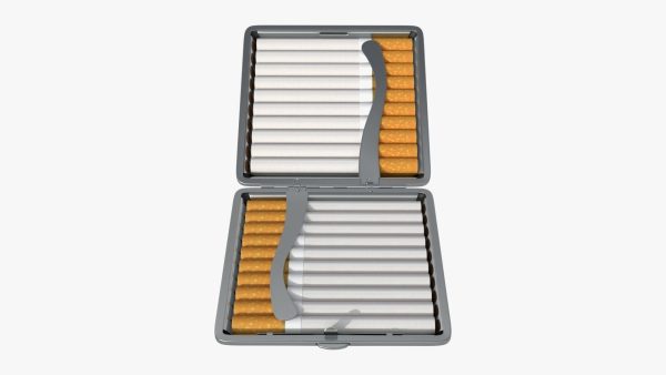 Cigarette metal case box 05 open
