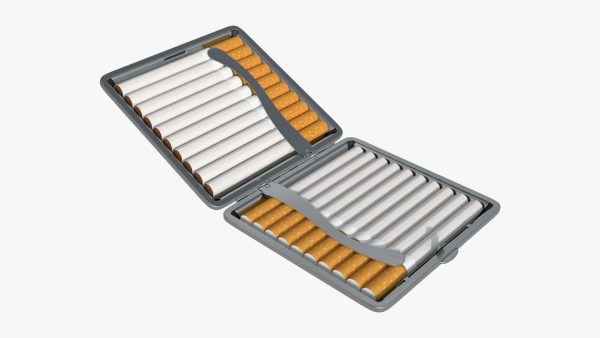 Cigarette metal case box 05 open