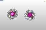 cluster earring with round and baguette gemstones