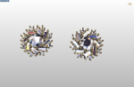 cluster earring with round and baguette gemstones