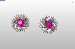 cluster earring with round and baguette gemstones