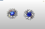 cluster earring with round and baguette gemstones