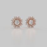 cluster earring with round and baguette gemstones