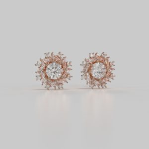 cluster earring with round and baguette gemstones