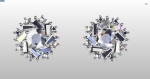cluster earring with round and baguette gemstones