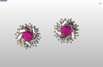 cluster earring with round and baguette gemstones