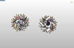 cluster earring with round and baguette gemstones